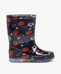 Bottes de pluie garçon motifs sport à semelle crantée transparente offre à 14,99 Dh sur GÉMO