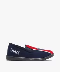 Chaussons garçon pantoufles rayées en velours Paris-Saint-Germain offre à 12,99 Dh sur GÉMO