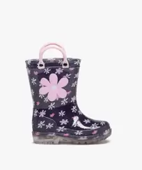 Bottes de pluie bébé fille à anses et semelle lumineuse motif fleuri offre à 12,99 Dh sur GÉMO