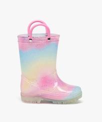 Bottes de pluie bébé fille à paillettes avec anses offre à 12,99 Dh sur GÉMO