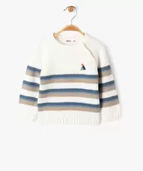 Pull à rayures avec ouverture devant bébé offre à 10,49 Dh sur GÉMO