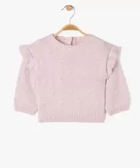 Pull scintillant avec volants sur les épaules bébé fille offre à 9,09 Dh sur GÉMO