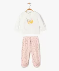 Ensemble 2 pièces en velours imprimé fleuri bébé offre à 10,49 Dh sur GÉMO