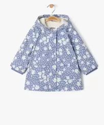 Manteau imperméable à capuche avec doublure peluche bébé fille offre à 17,49 Dh sur GÉMO