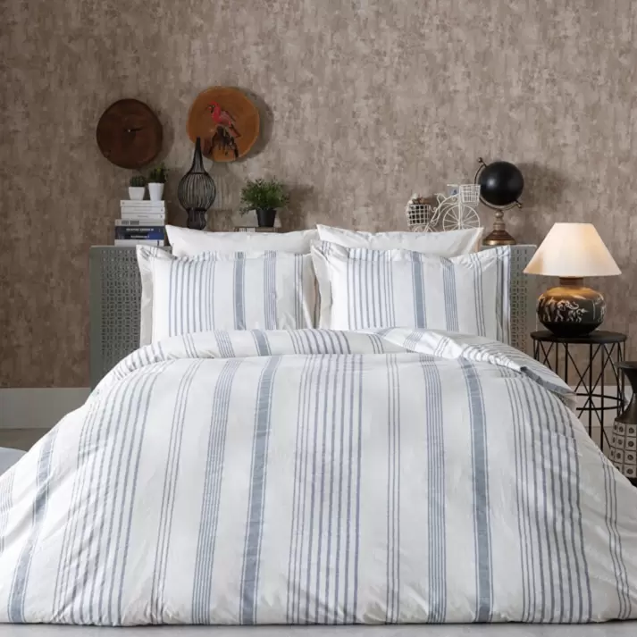 LINEN DRAPS DE LIT DOUBLE BLEU offre à 1490 Dh sur Istikbal