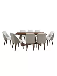 SET TABLE À MANGER KATLINE AVEC 8 CHAISES - Marron offre à 13995 Dh sur KITEA