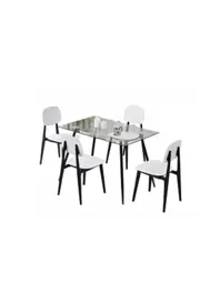 SET TABLE À MANGER INDORE + 4 CHAISES - Blanc / Noir offre à 2595 Dh sur KITEA