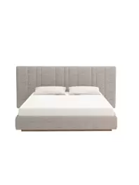 LIT LIONTE 180x200 Avec Sommier + Tête De lit Mobile - Gris offre à 8290 Dh sur KITEA