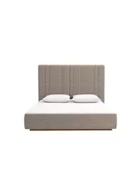 LIT LIONTE 160x200 Avec Sommier + Tête De Lit Fixe - GRIS offre à 6990 Dh sur KITEA