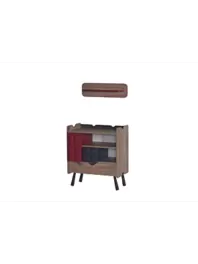 Commode LEGO + étagère - Chêne / Rouge / Gris offre à 2690 Dh sur KITEA