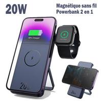 Powerbank Magnétique 2 en 1 20W 10000mAh MagSafe sans Fil pour iPhone et Apple Watch offre à 395 Dh sur Jumia