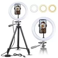 Ring Light 26cm + Trepied Noir Tripod Avec Support Téléphone 3 Modes de Lumiere offre à 153 Dh sur Jumia